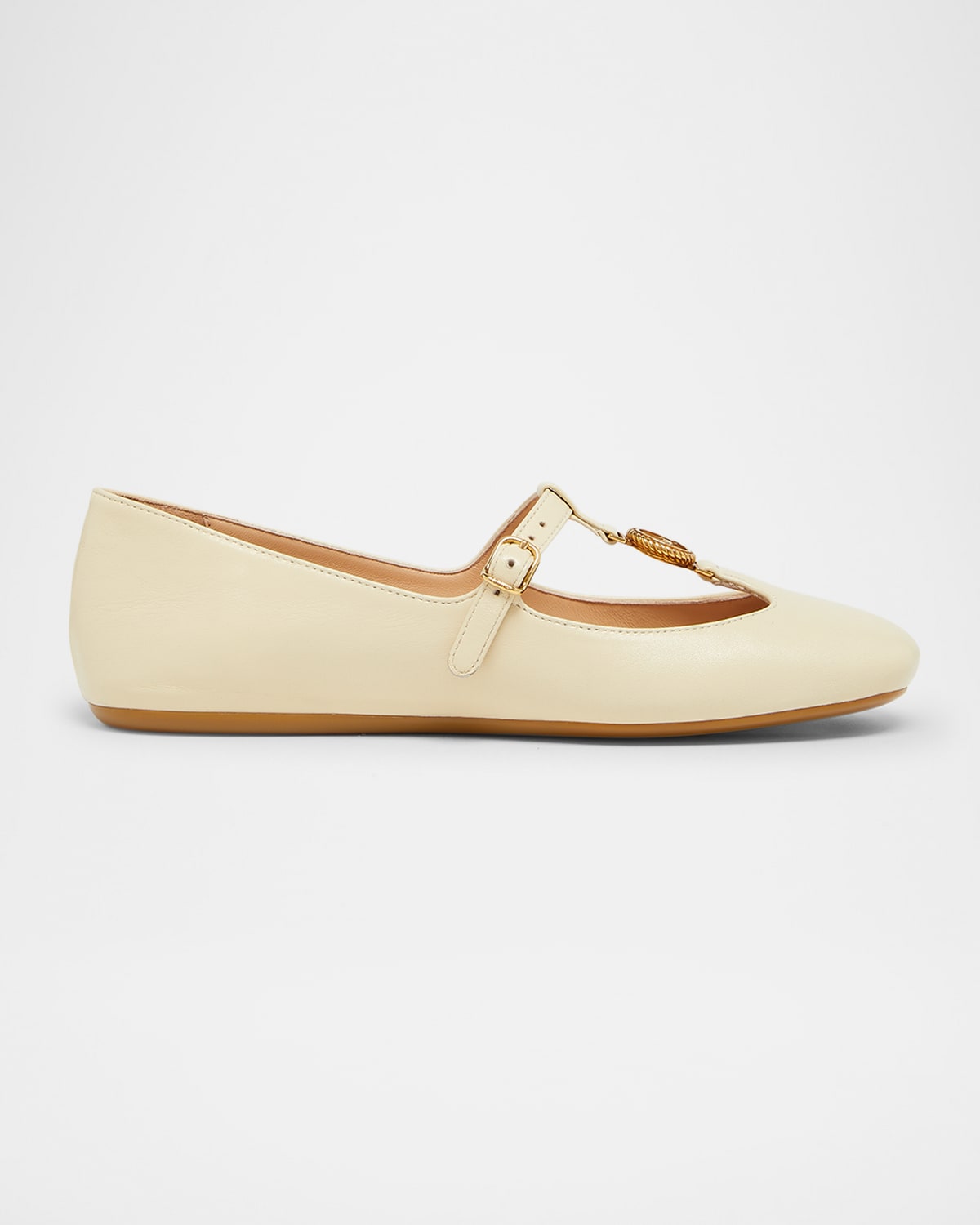 Chloé Leonore Leather Ballerina Flats In White