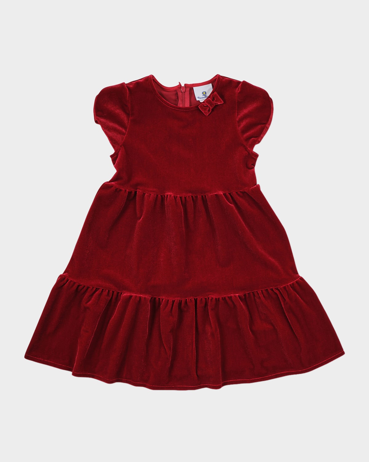 Florence Eiseman Girl 's Tulip-Sleeve Stretch Velvet Dress, Size 2T-14