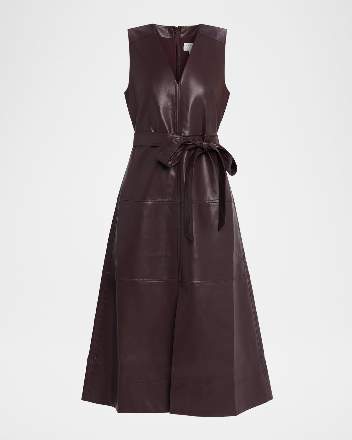 Tanya Taylor Reinella Vegan Leather Midi Dress In Burgundy