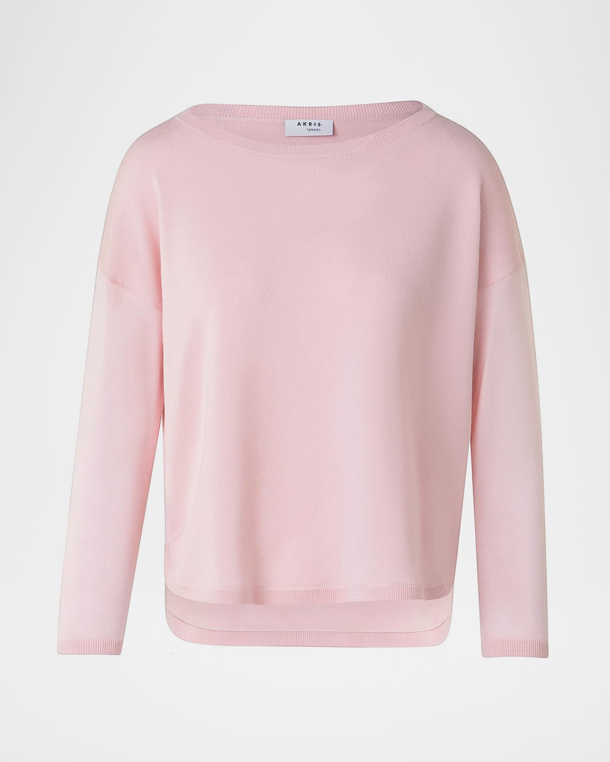 Akris punto Strepped-Hem Virgin Wool Knit Crewneck Sweater