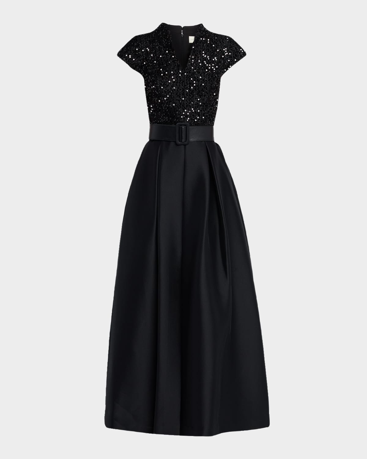 Sachin & Babi Arden Pleated Sequin Tweed & Mikado Gown