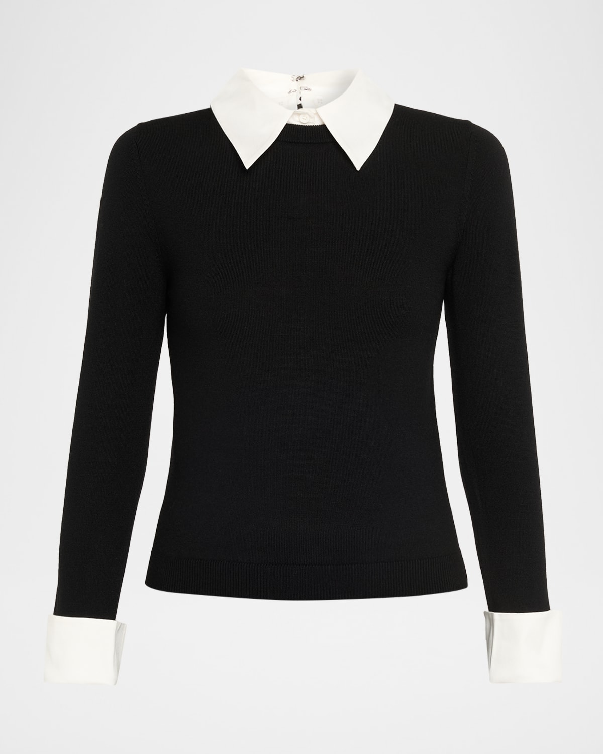 Alice And Olivia Porla Collared Sweater In Black