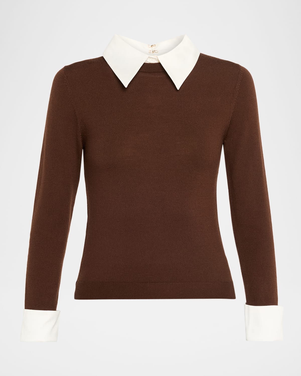Alice And Olivia Porla Collared Sweater In Brown