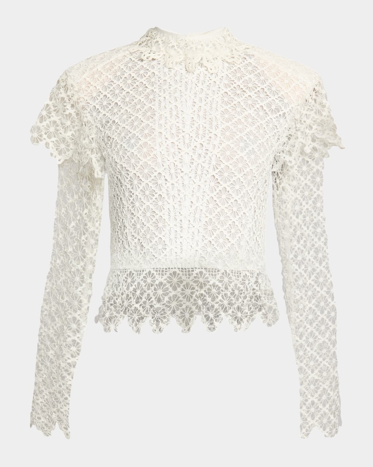 Isabel Marant Ludivine Mock-neck Cotton Lace Top In Neutral