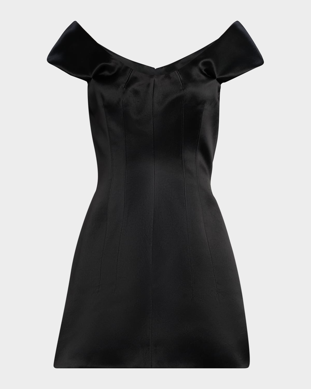 Alexander Mcqueen Off-the-shoulder Satin Crepe De Chine Mini Dress In Black