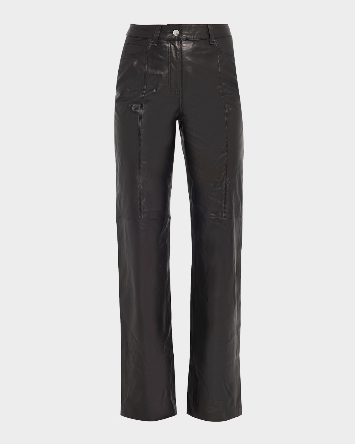 Iro Kings Leather Straight-leg Pants In Black
