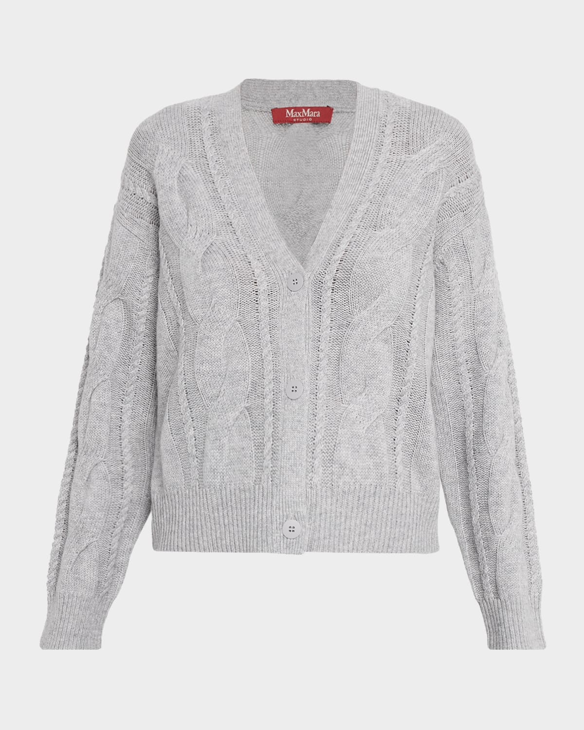 Max Mara Aladino Wool And Cashmere Cropped Cardigan Sweater In Gray