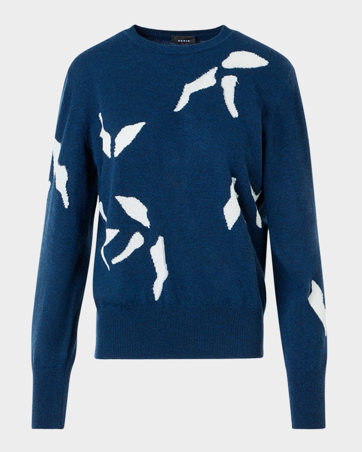 Akris Whitecaps Intarsia Cashmere & Cotton Sweater In Blue