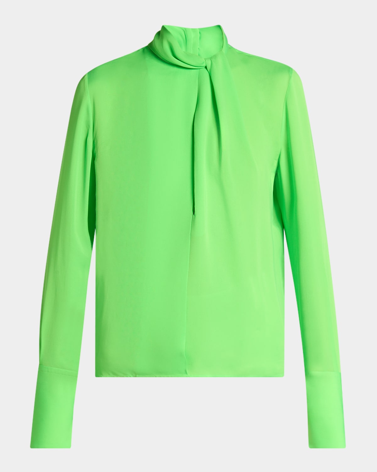 Tom Ford Twisted-neck Silk Long-sleeve Shirt In Green