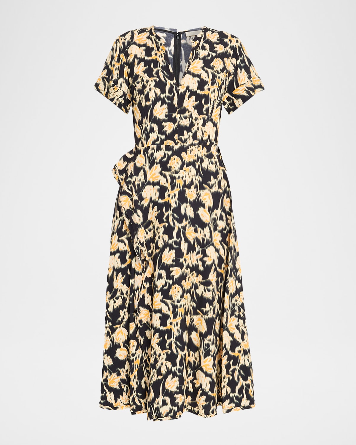 Ulla Johnson Nadya Short-sleeve Floral Midi Dress In Multi