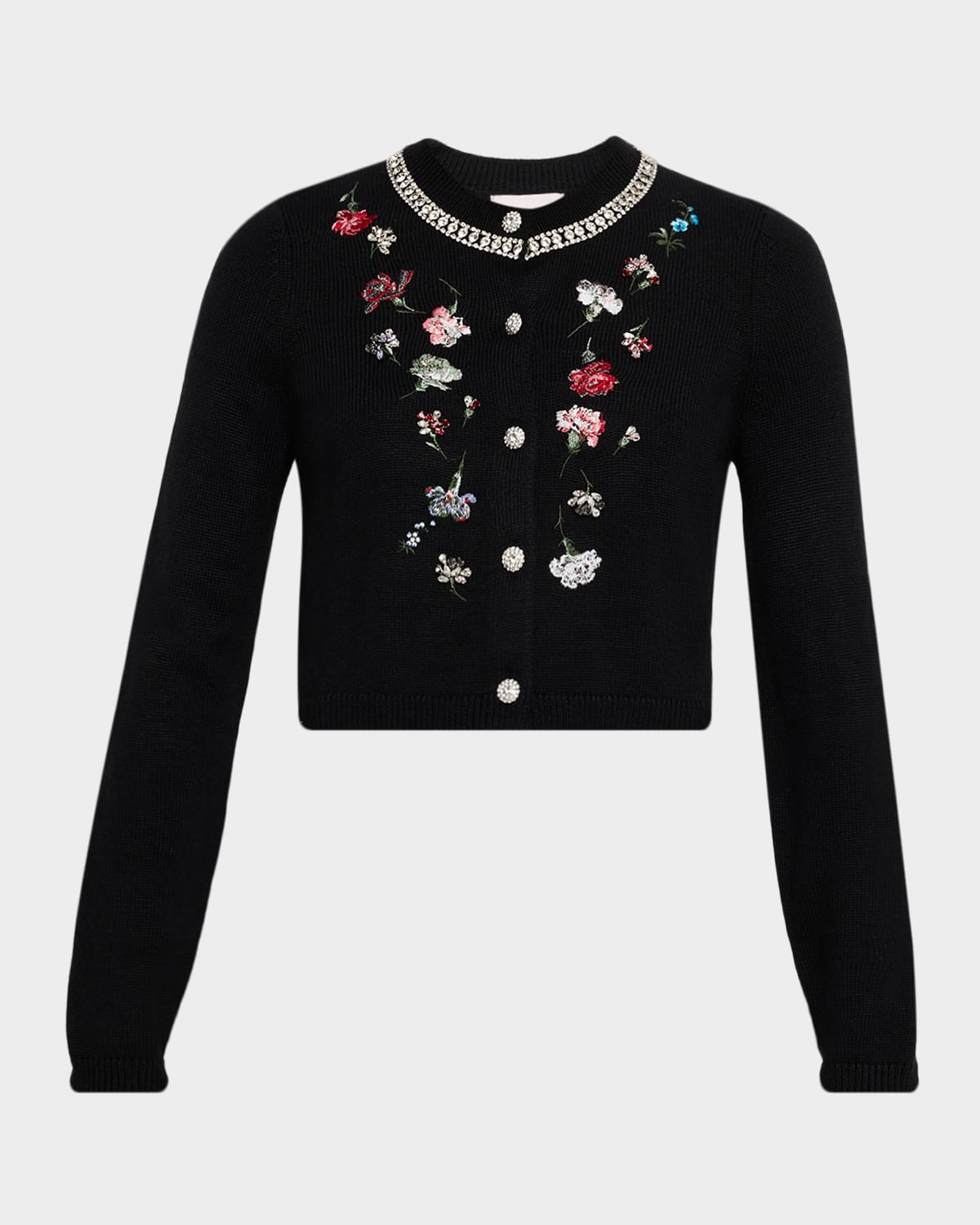 Cinq À Sept Isolde Tumbling-carnation Floral Cardigan In Black