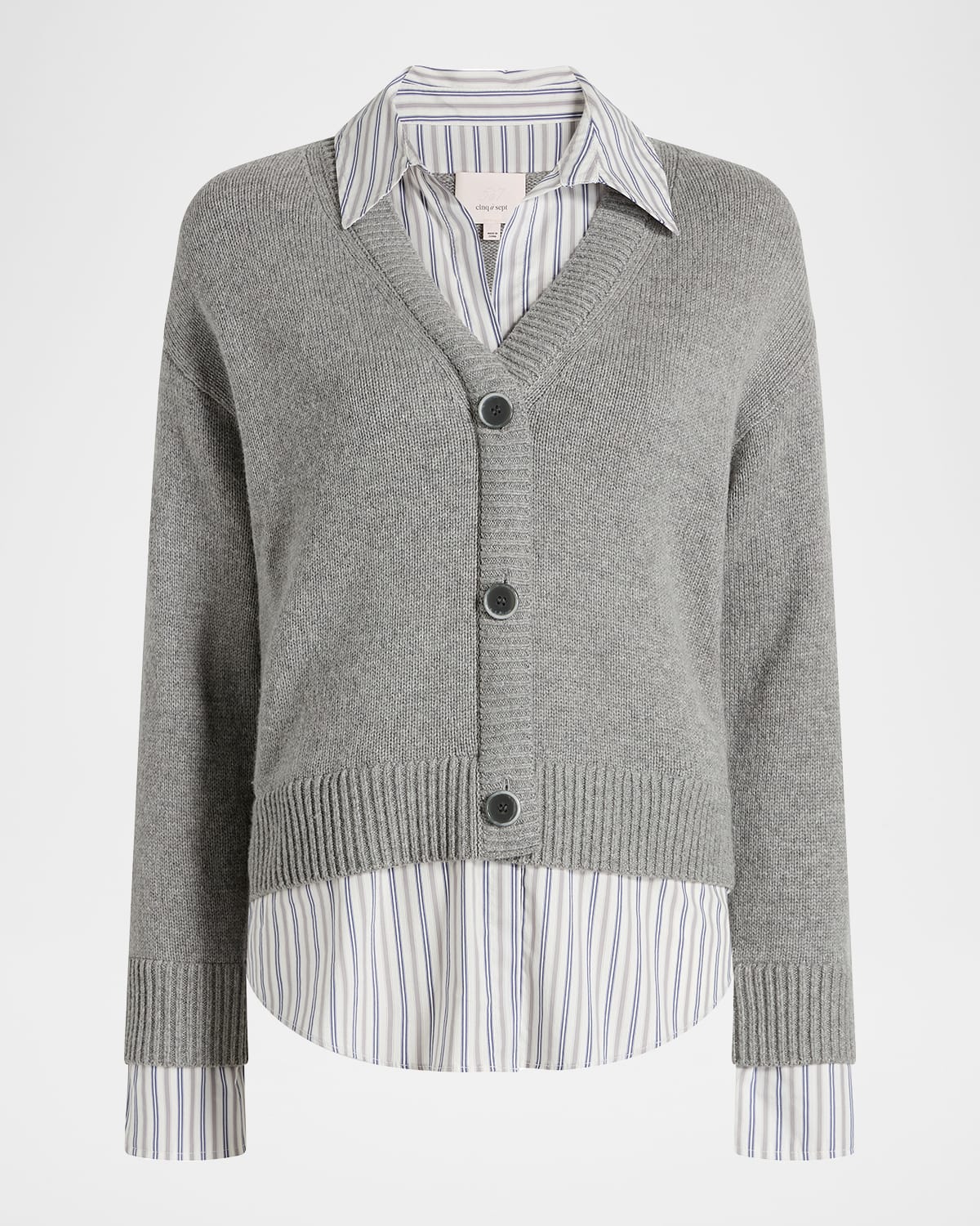 Cinq À Sept Megan Combo Pullover In Gray