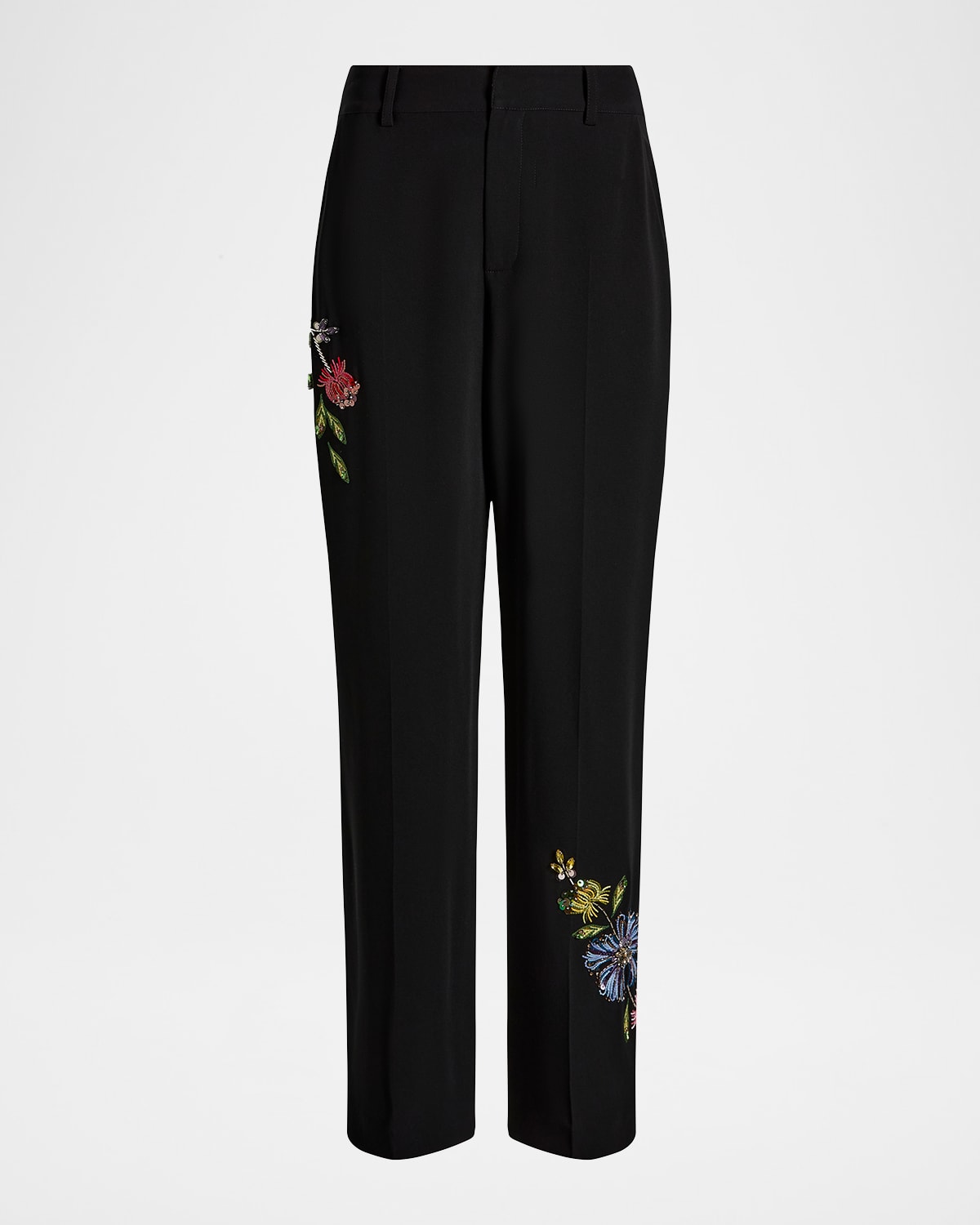 Cinq À Sept Floral Mixed Media Harlan Pant In Black Multi In Black