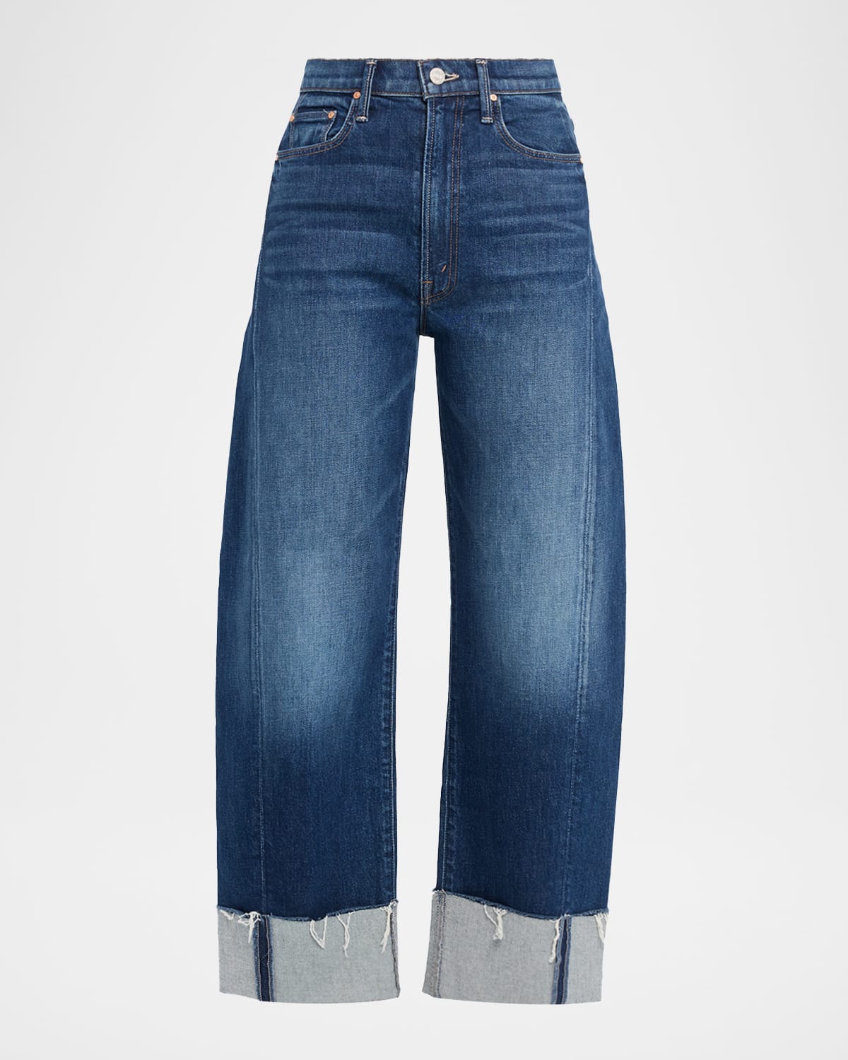 Mother The Half-pipe Ankle Cuff Fray Jeans In Blue