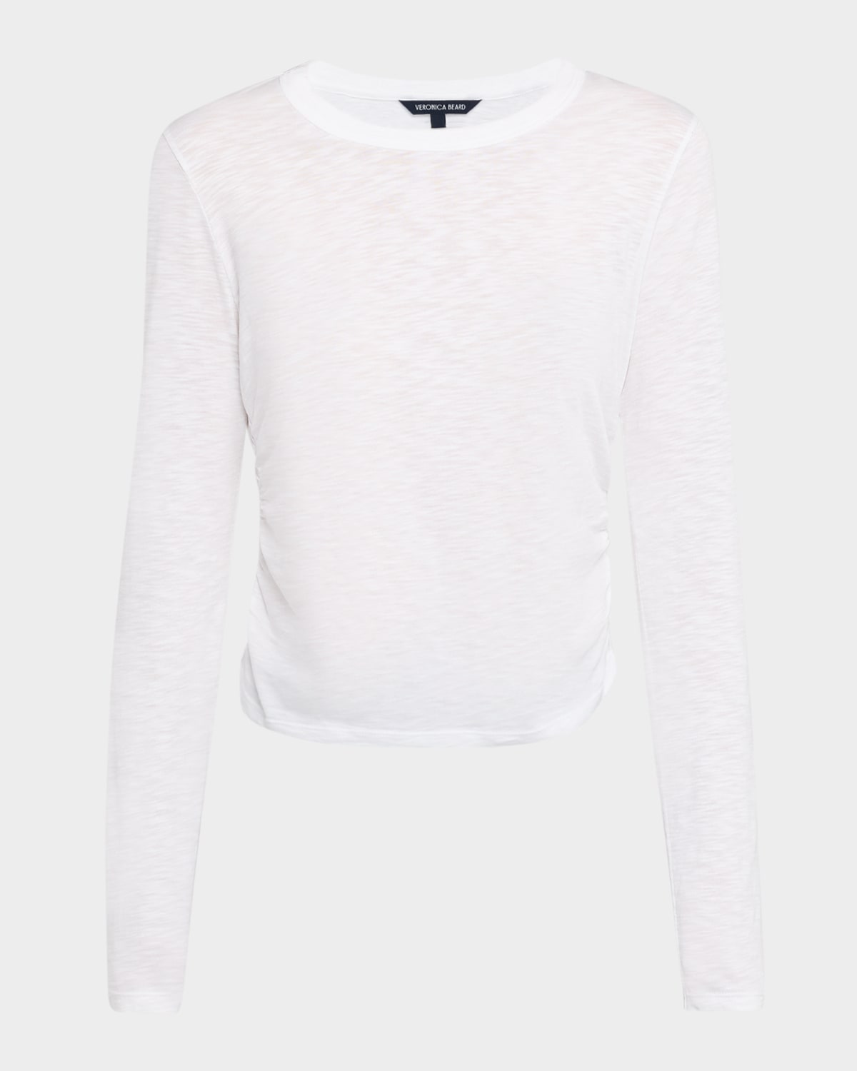 Veronica Beard Mason Gathered Shoulder Baseball Tee In White