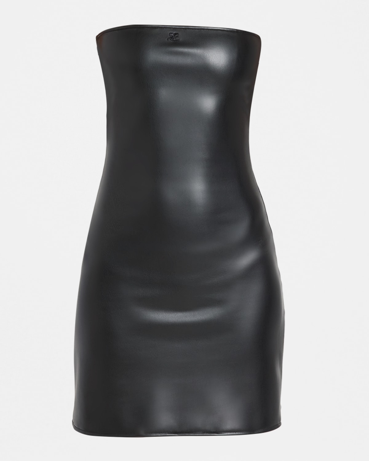 Courrèges Strapless Faux Leather Mini Dress In Black