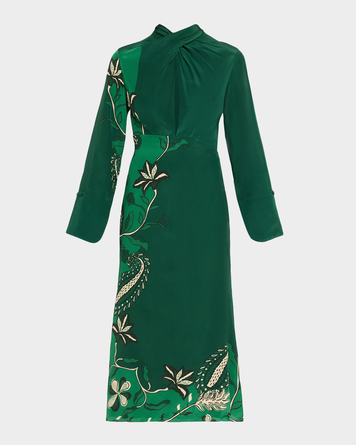 Johanna Ortiz Candelaria Interdimensional Silk Maxi Dress In Green