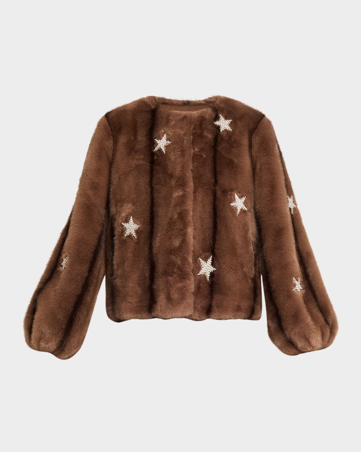Cinq À Sept Mixed Star Faux Mink Benson Coat Taupe In Burgundy
