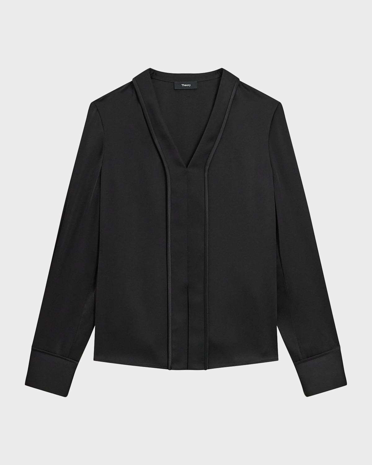 Theory Long-sleeve Satin Blouse In Black