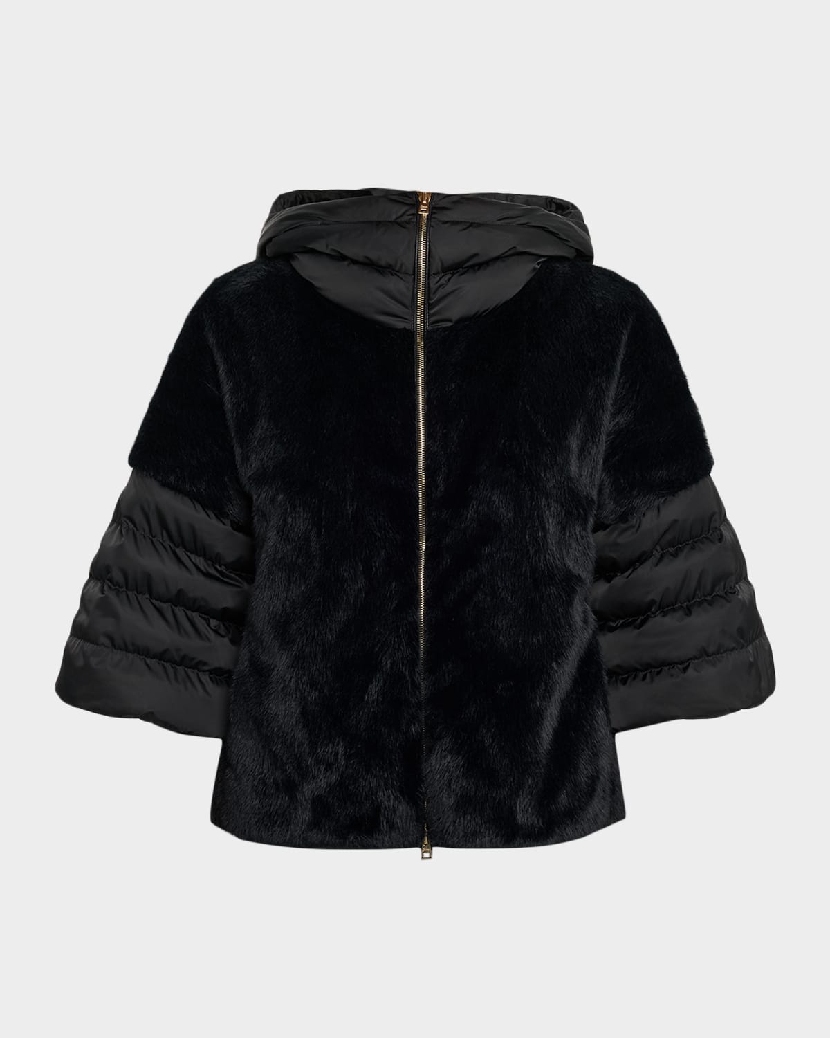 Herno Combo Cape Jacket In Black