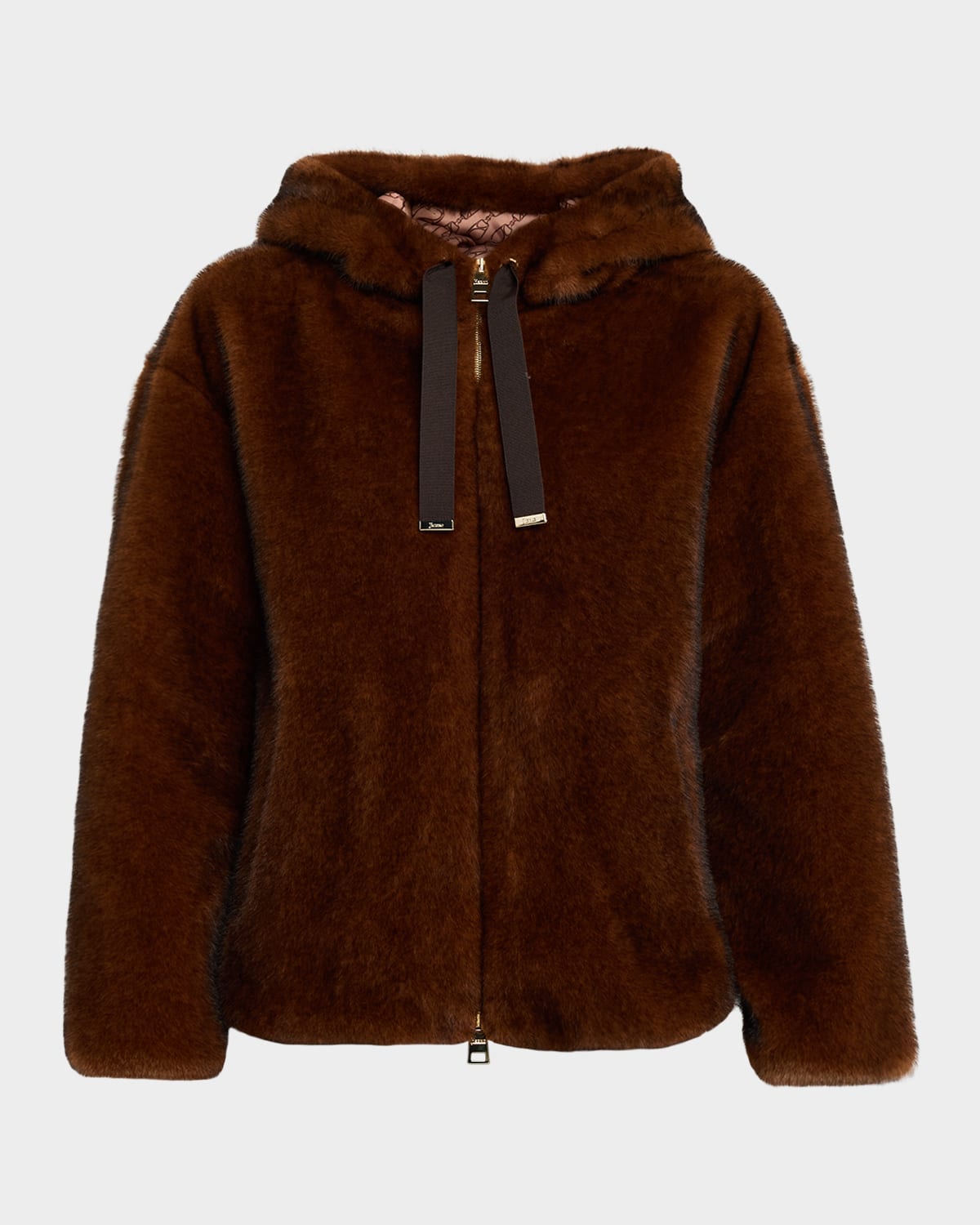 Herno Melange Alternative Fur Jacket with Hood