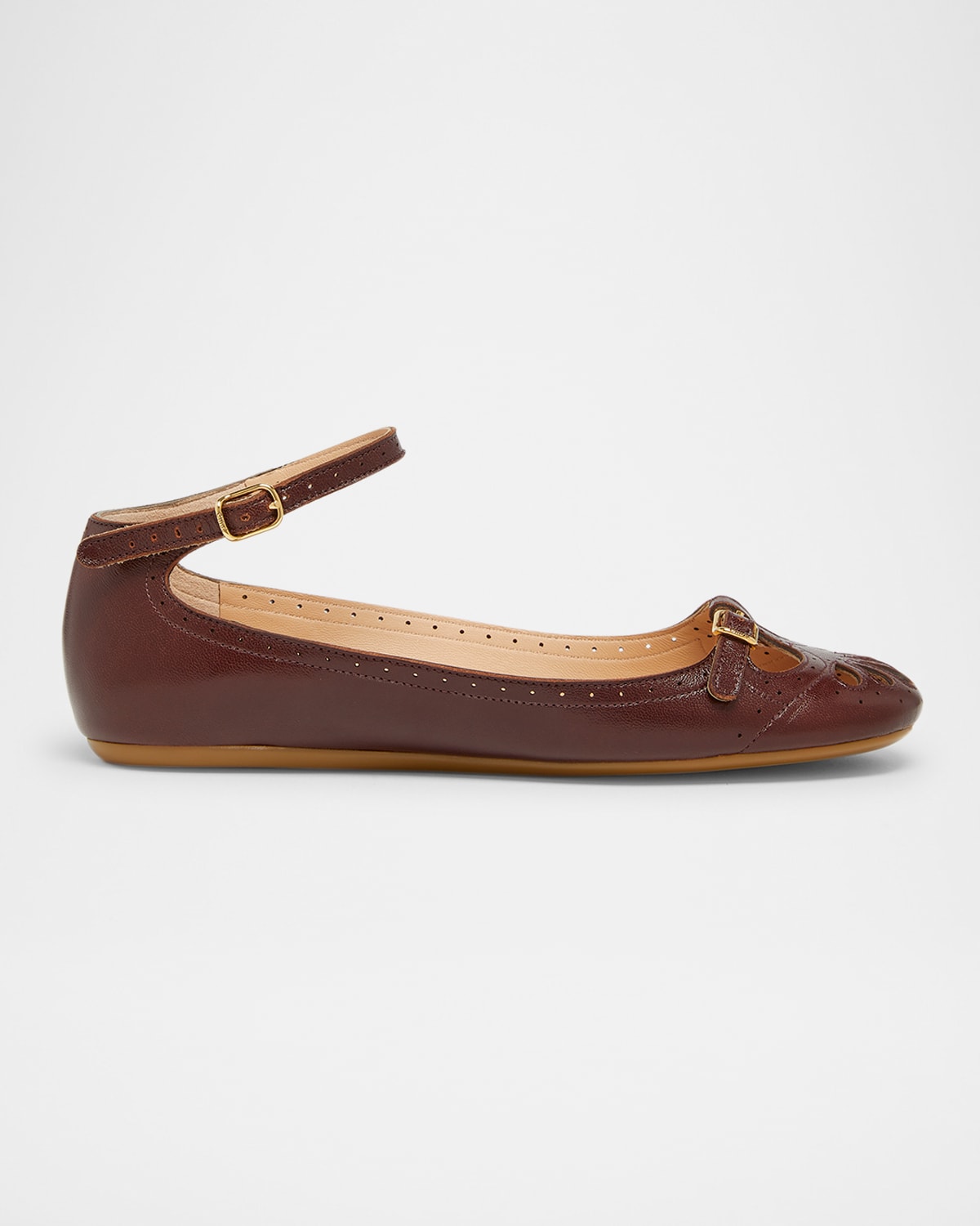 Chloé Misty Cutout Leather Ballerina Flats In Purple