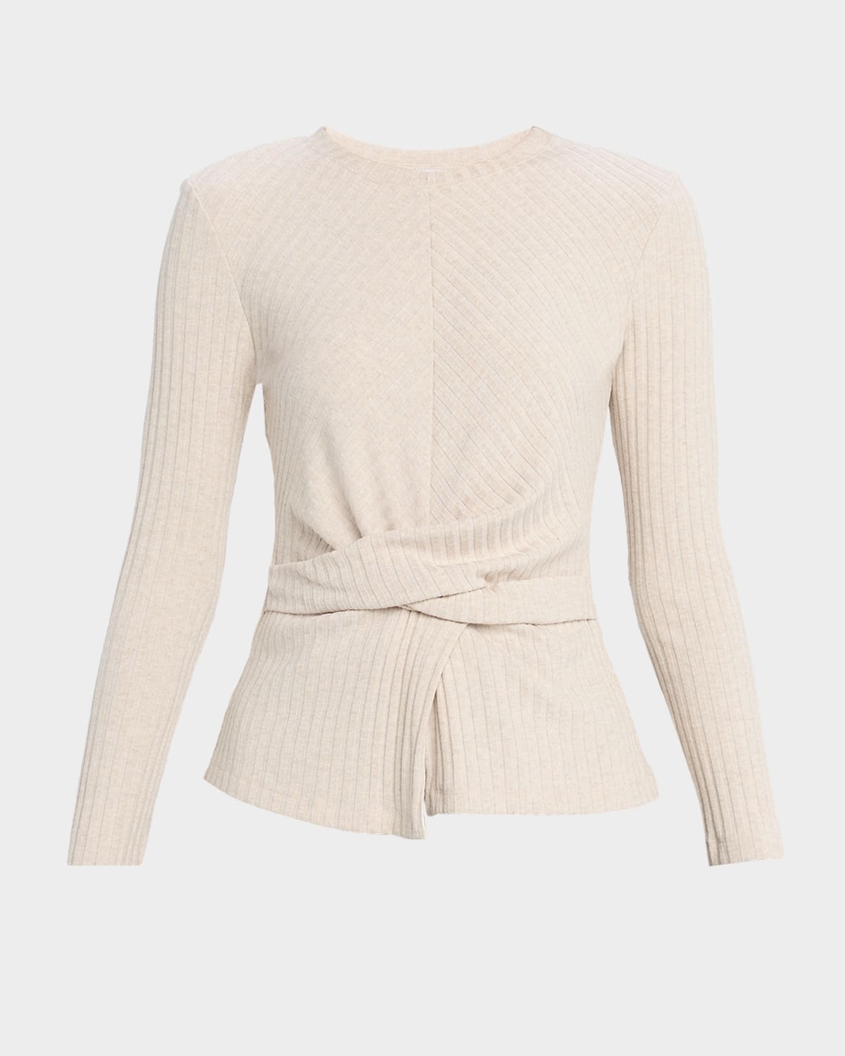Tanya Taylor Kelsey Long-sleeve Twist Top In Neutral