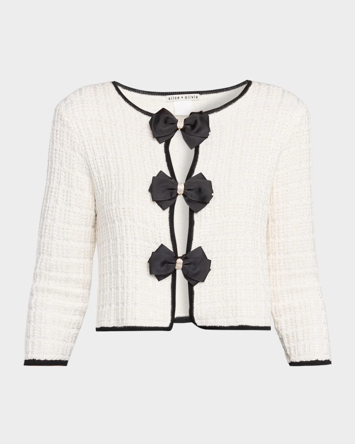 Alice And Olivia Akira Bow Cardigan In White