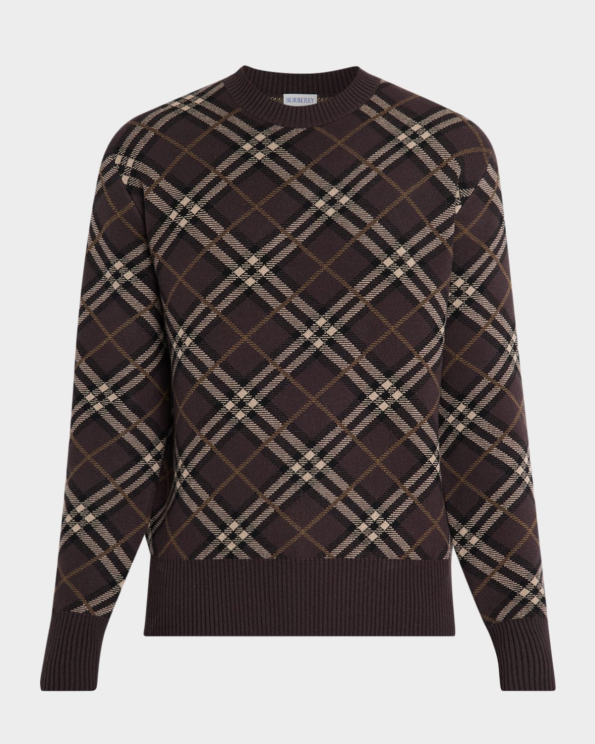 Burberry Men 's Gregory Check Wool and Cashmere Crewneck Sweater