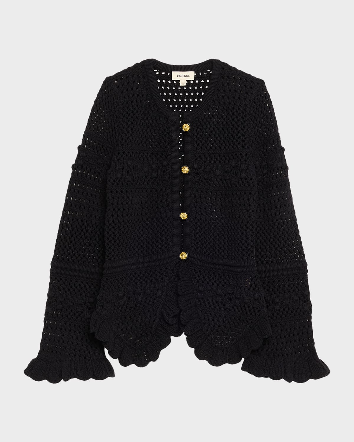 L'agence Kiva Ruffled Knit Cardigan In Multi