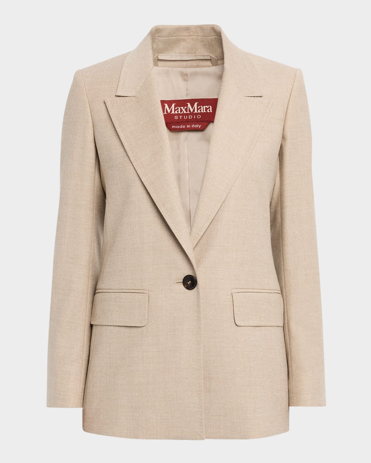Max Mara Bolsena Flannel One-button Blazer In Neutral