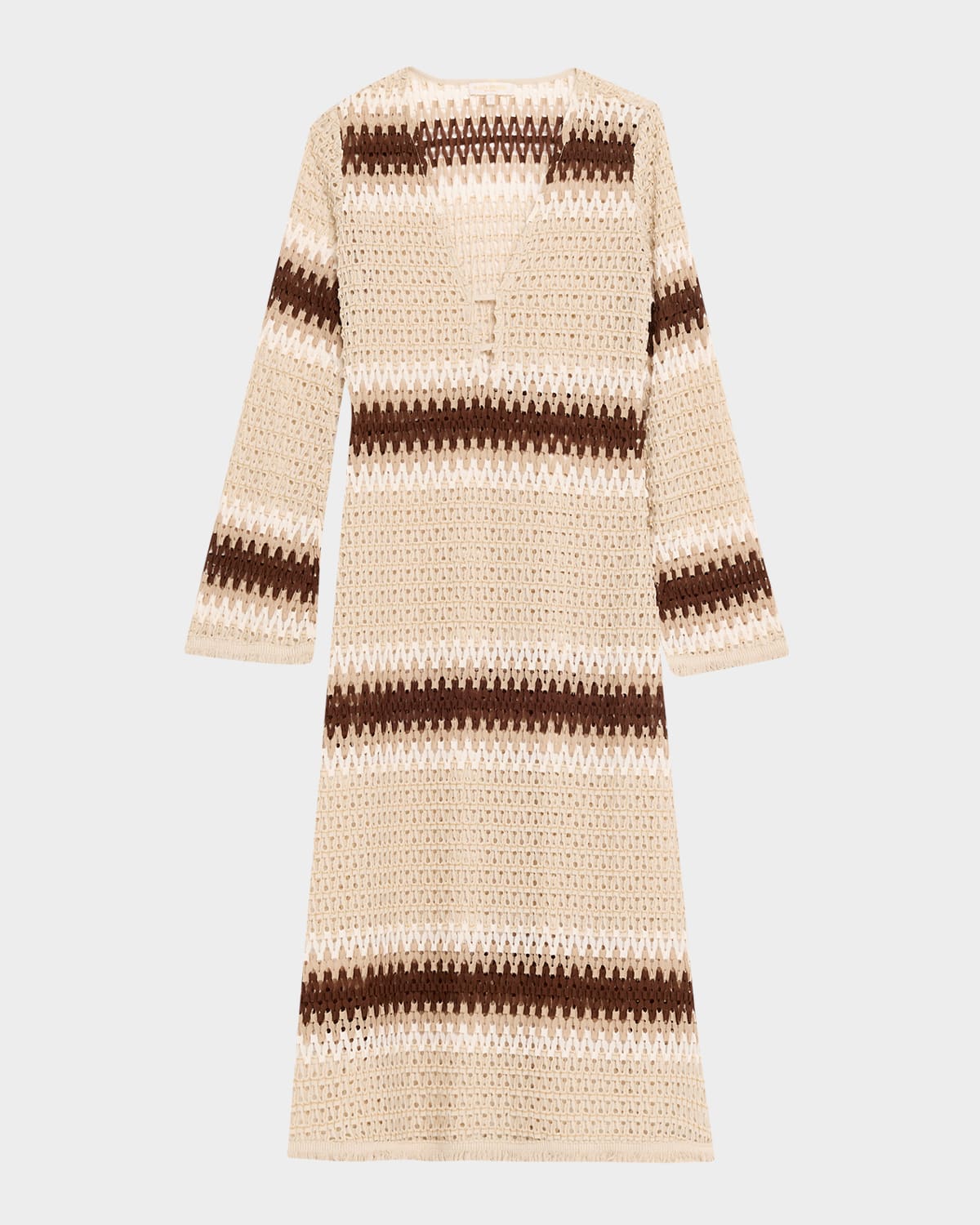 Ramy Brook Hannah Striped Knit Midi Dress In Brown