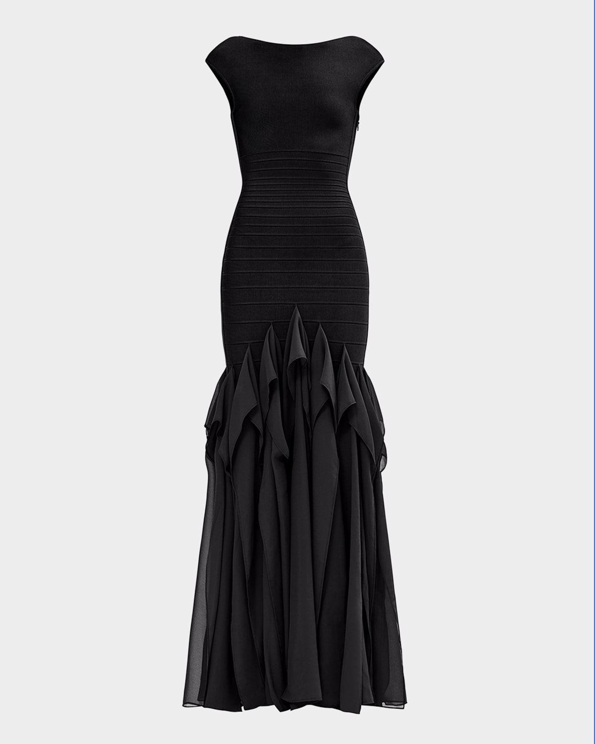 Herve Leger The Mya Boat-neck Gown In Black