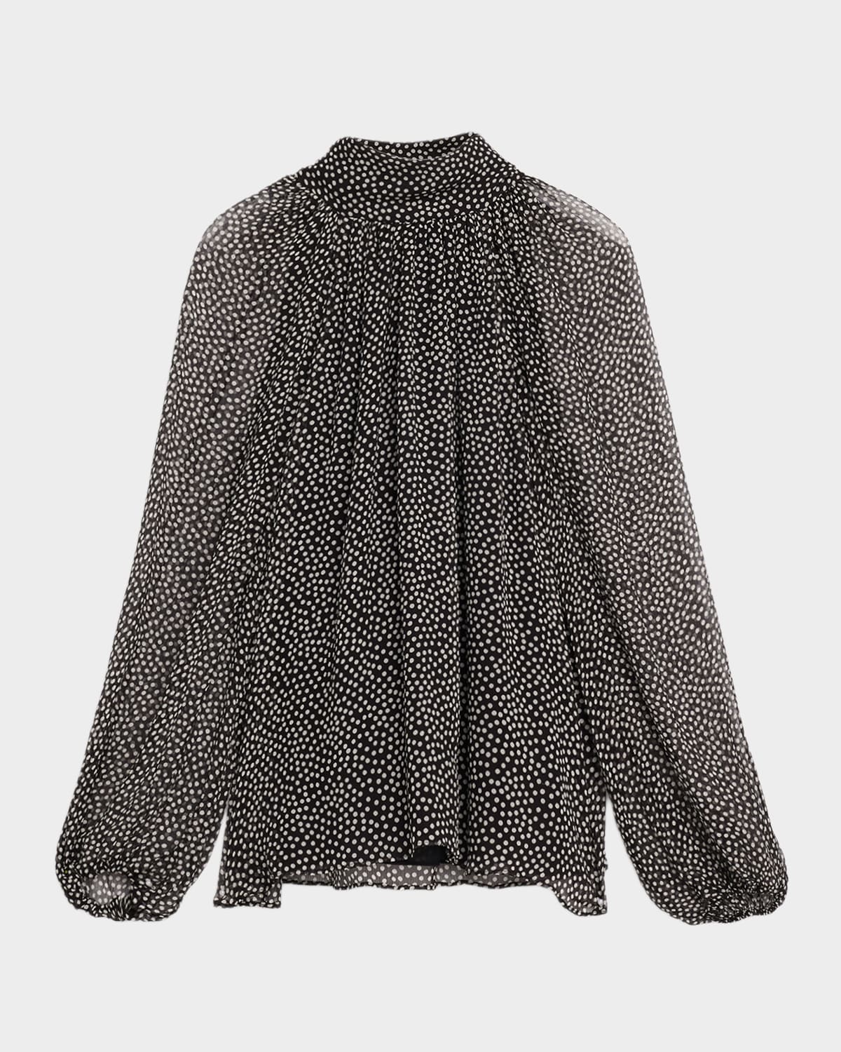 Ramy Brook Suzanne Polka-Dot Silk Blouse