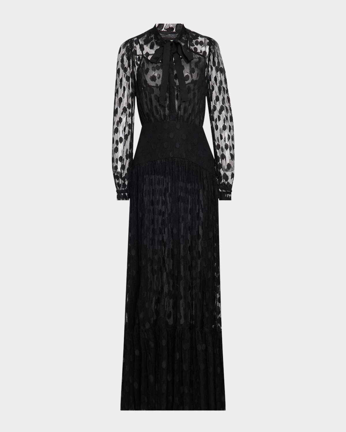 Ulla Johnson Carla Polka Dot Lace Long-sleeve Dress In Black