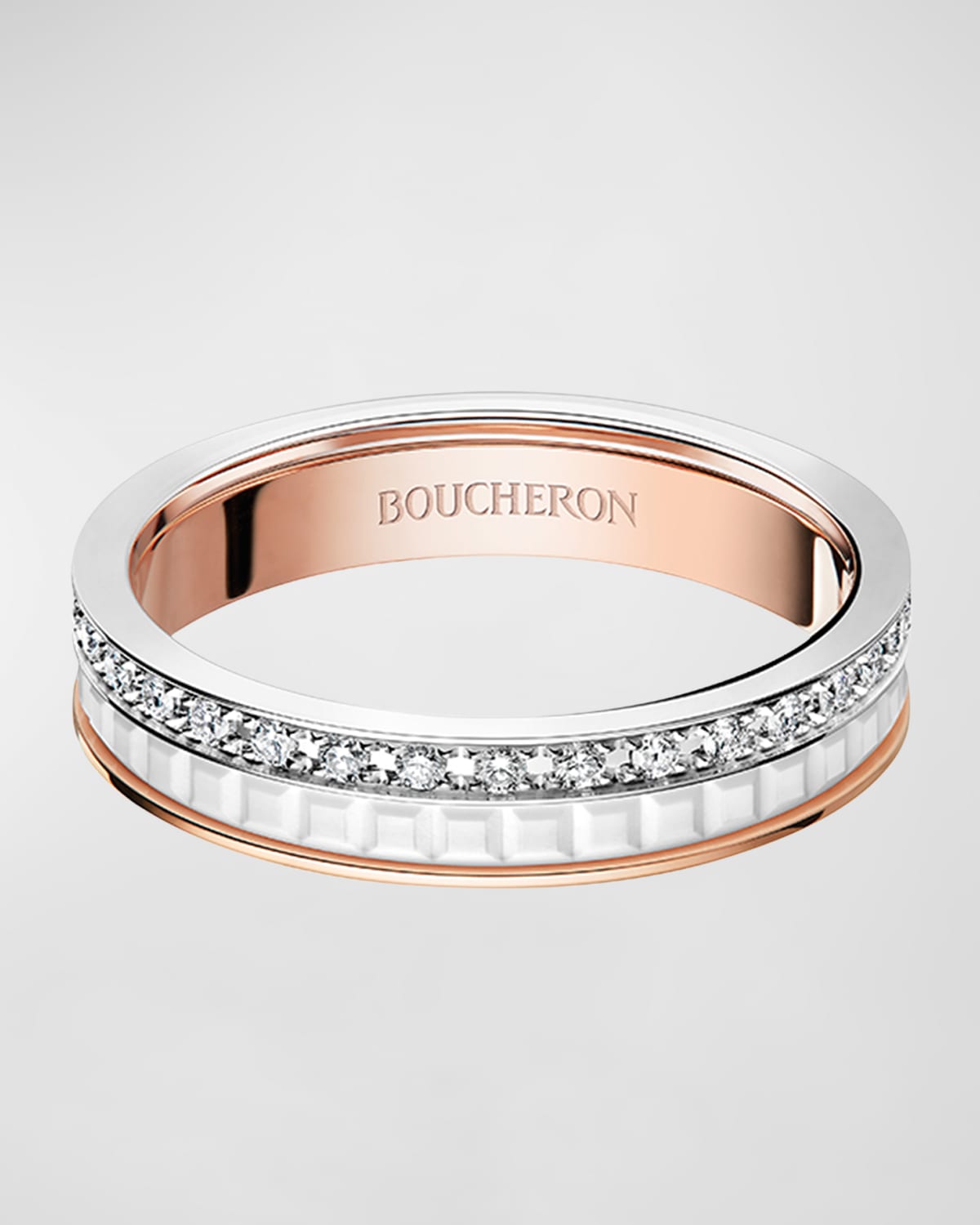 Boucheron Quatre White Edition Ring in White Gold and Pink Gold, Size 52