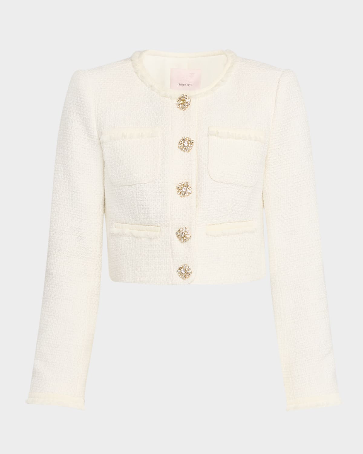 Cinq À Sept Linda Cropped Tweed Jacket In White