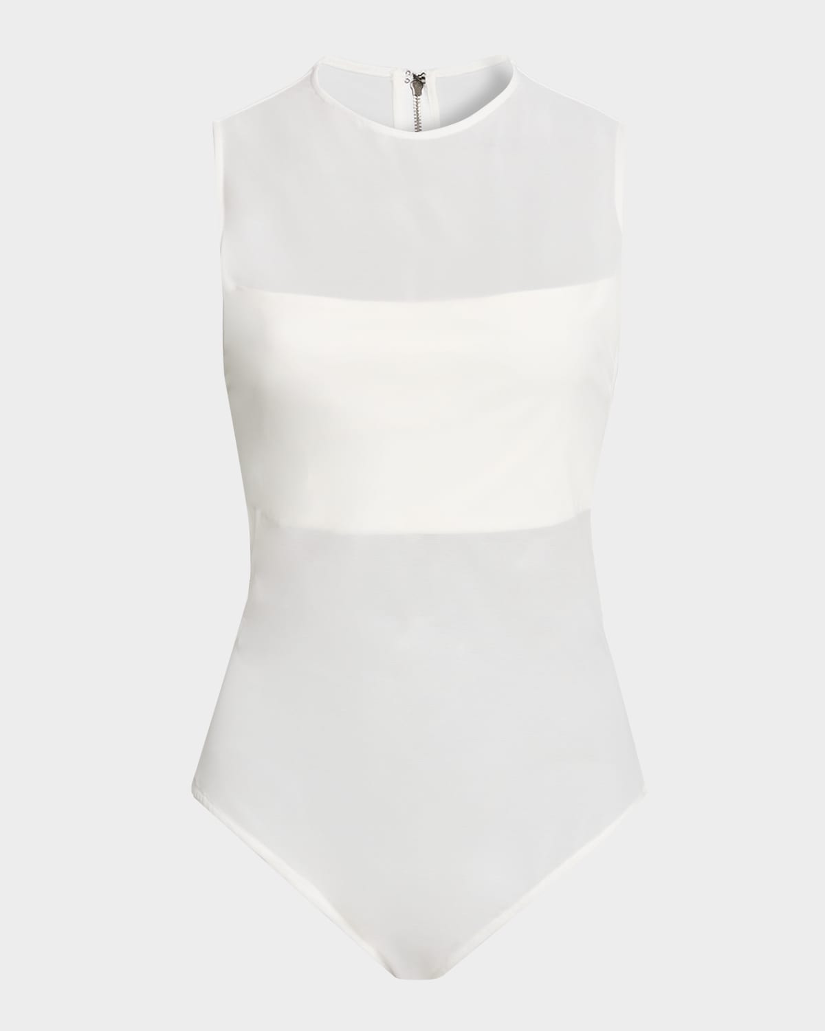 Alice And Olivia Mesh Bandeau Bodysuit In White
