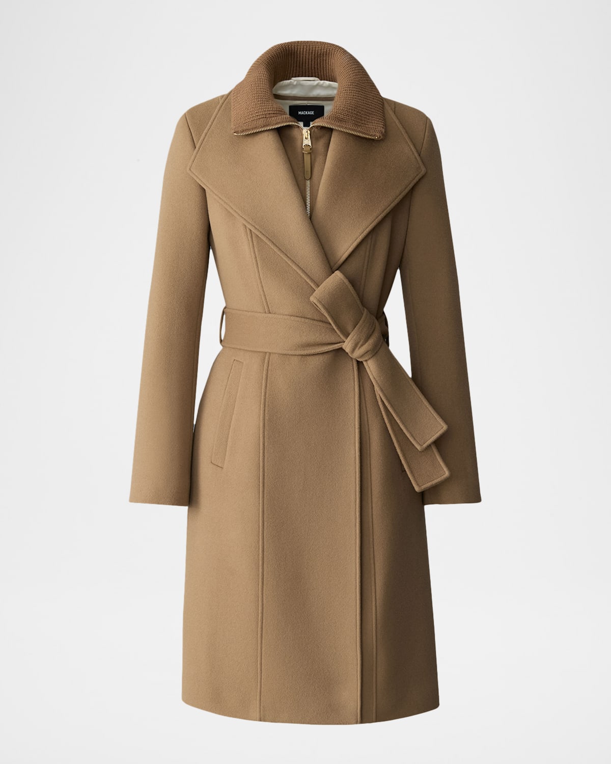 Mackage Norita-z Wool Wrap Coat With Removable Bib In Brown