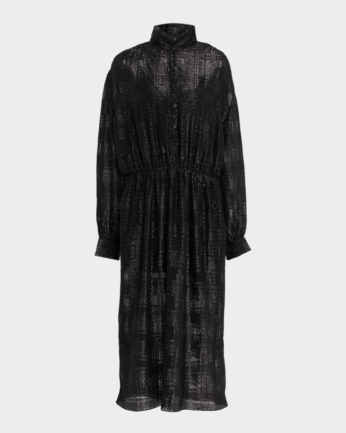 Iro Vasco Sequined Semi-sheer Midi Shirtdress In Black