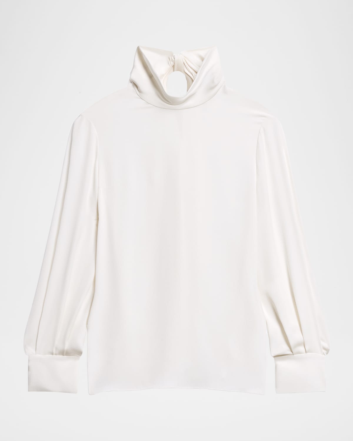 Theory Long-sleeve Silk Tie-neck Blouse In White