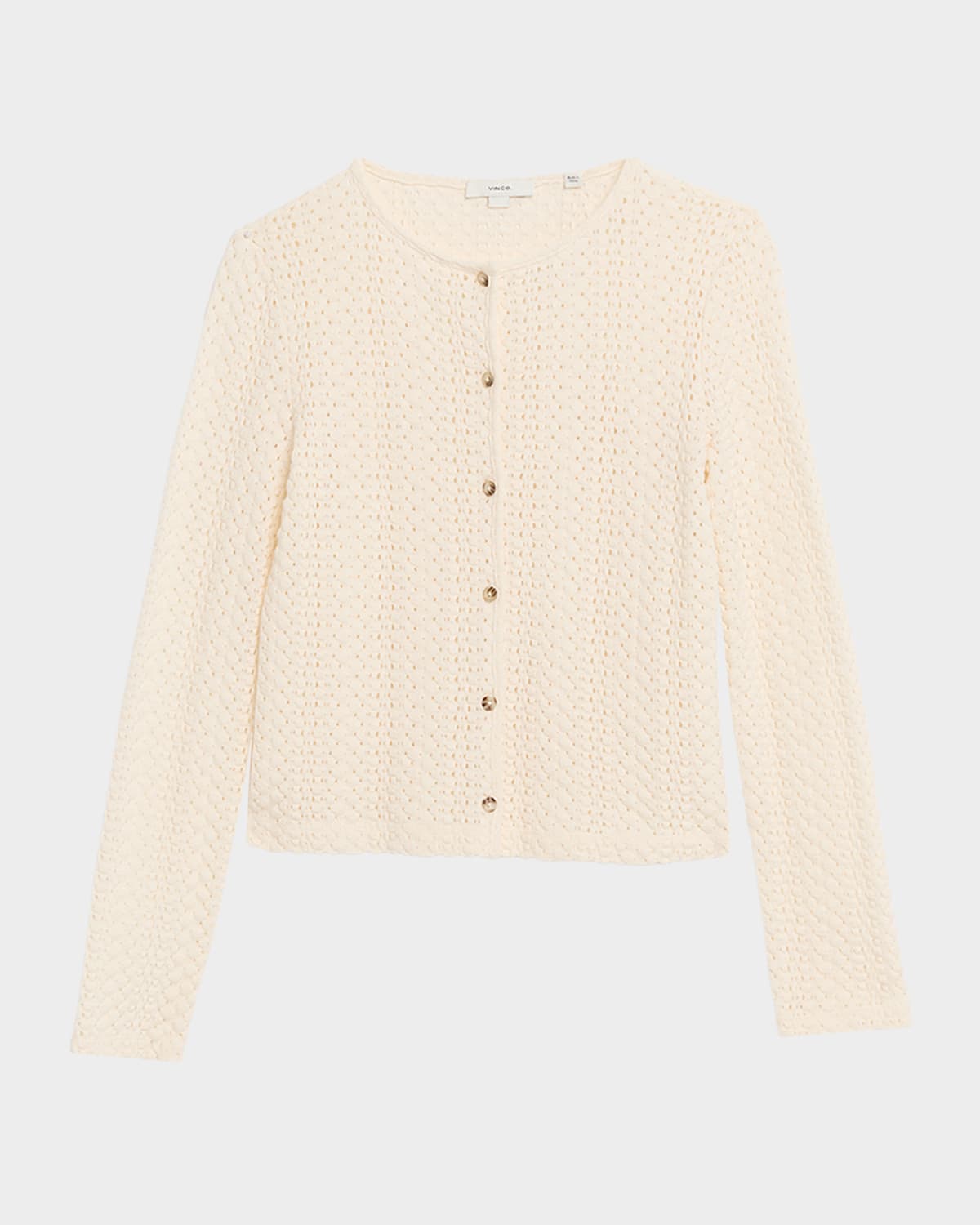 Vince Open-knit Crewneck Cardigan In Neutral