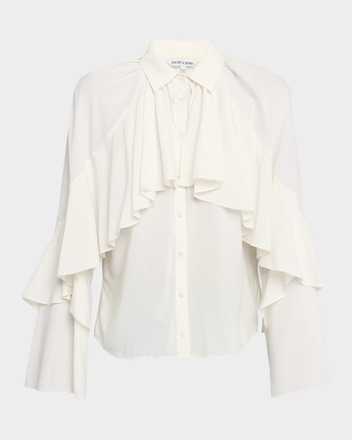 Veronica Beard Womens Dove Demaris Ruffled Stretch-silk Blouse In White