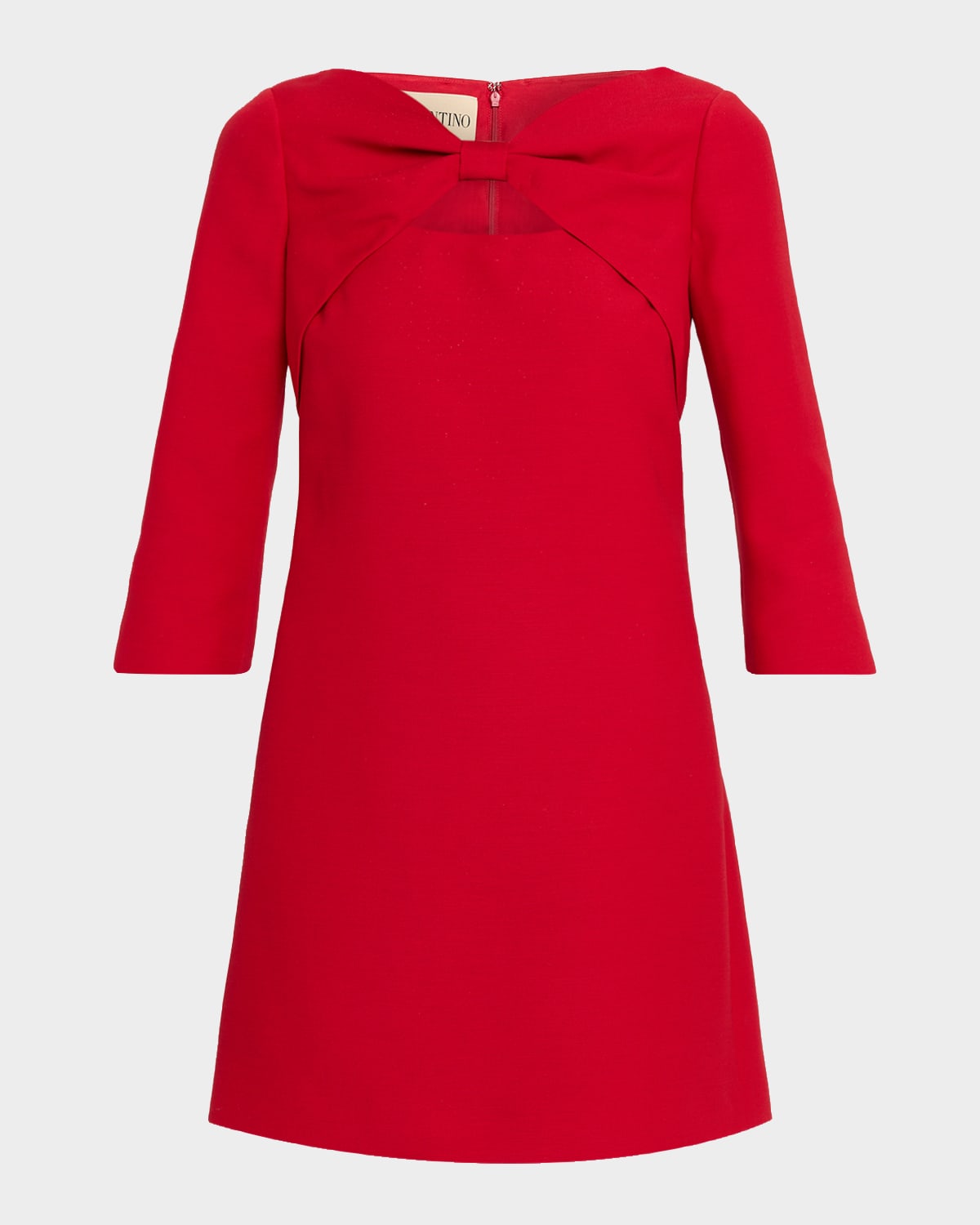 Valentino Colorblock Bow Long-sleeve Mini Dress