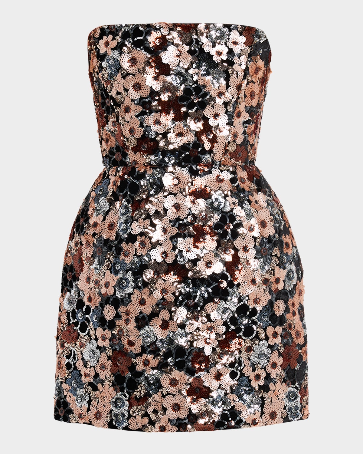 Bronx And Banco Maraya Strapless Floral Sequin Fit & Flare Mini Dress In Multi