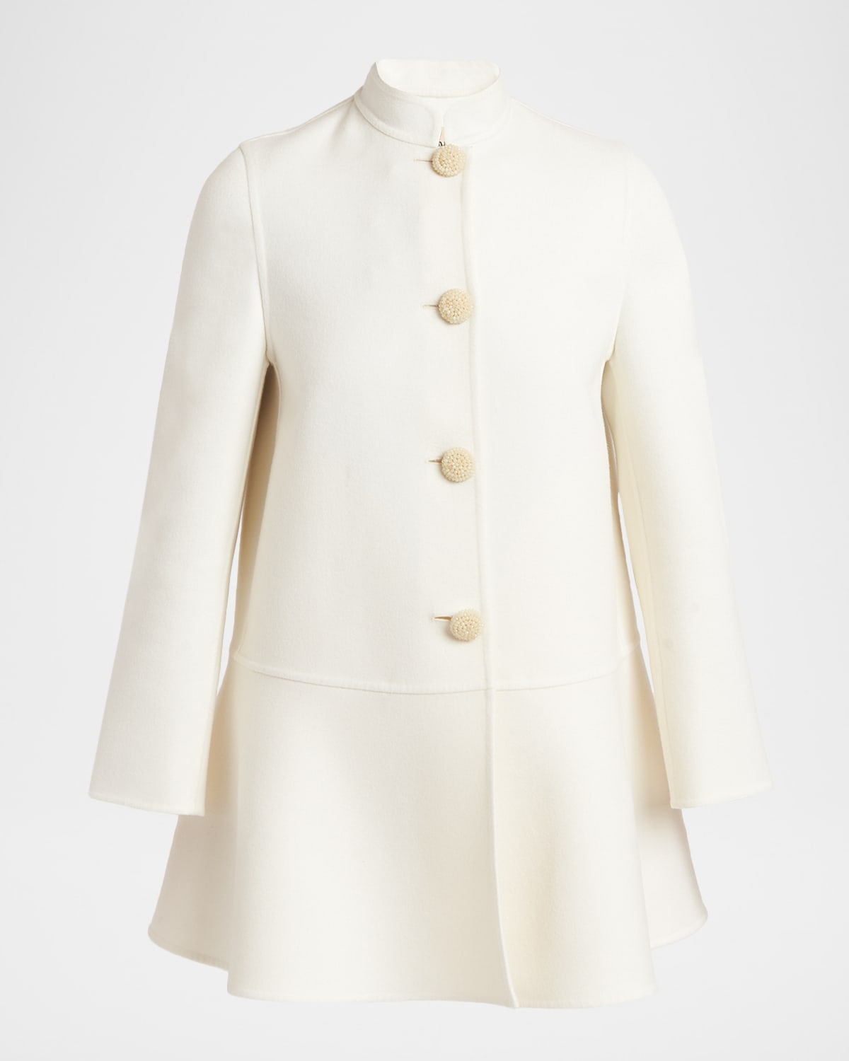 Valentino Embellished-button Cashmere Single-breasted Coat In White
