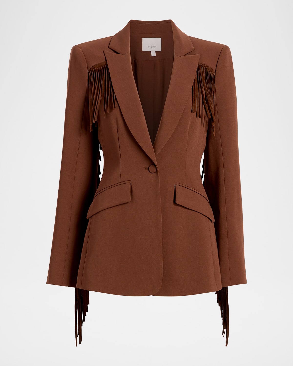 Cinq À Sept Cheyenne Suede Fringe Blazer In Brown
