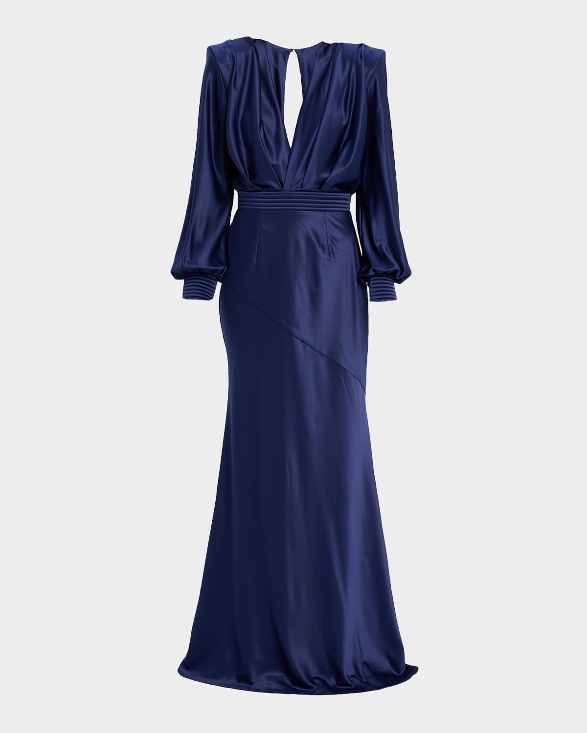 Zhivago Betsy Satin Long-sleeve Gown In Blue