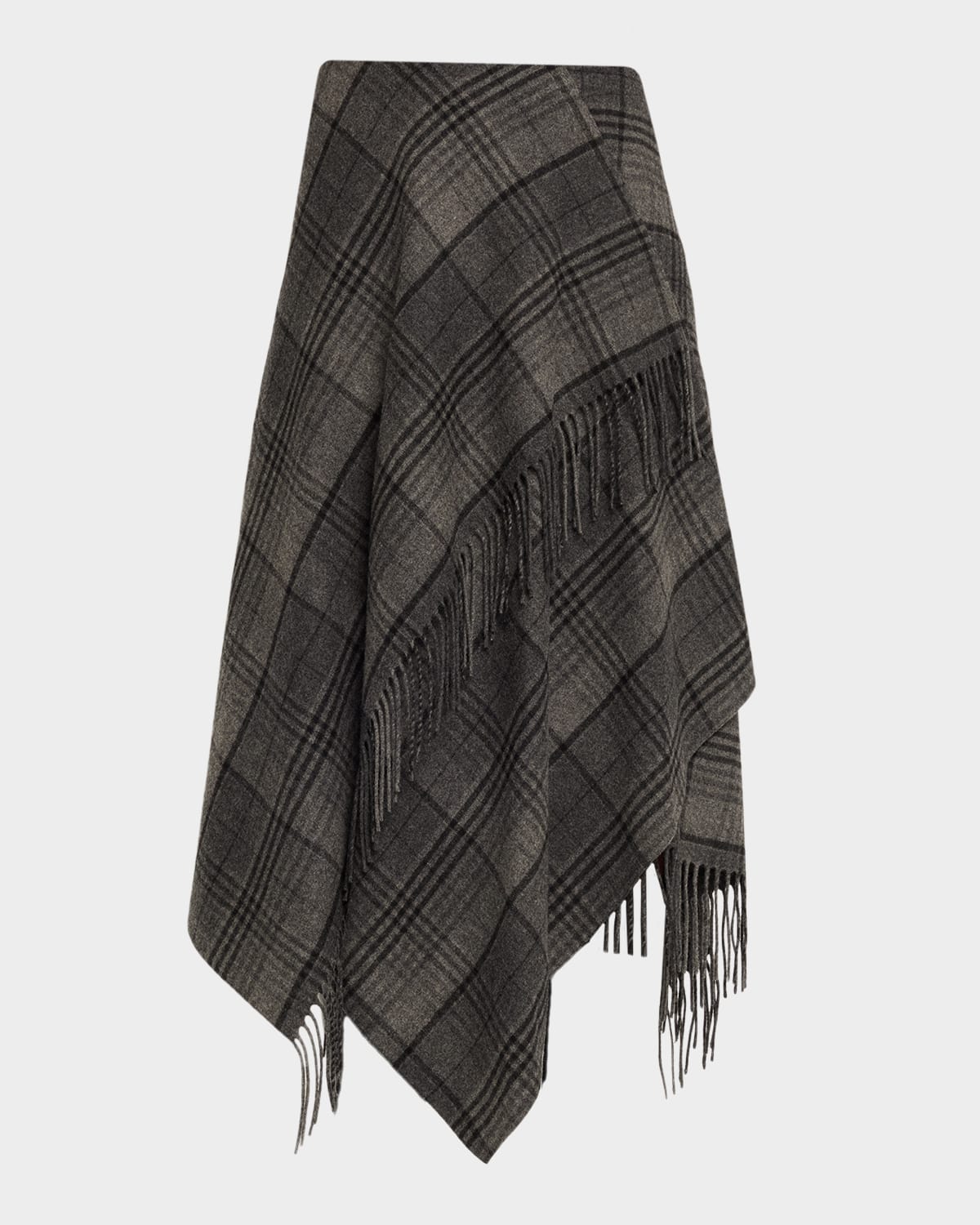 Ralph Lauren Dark Grey Check Pattern Wrap Skirt In Gray