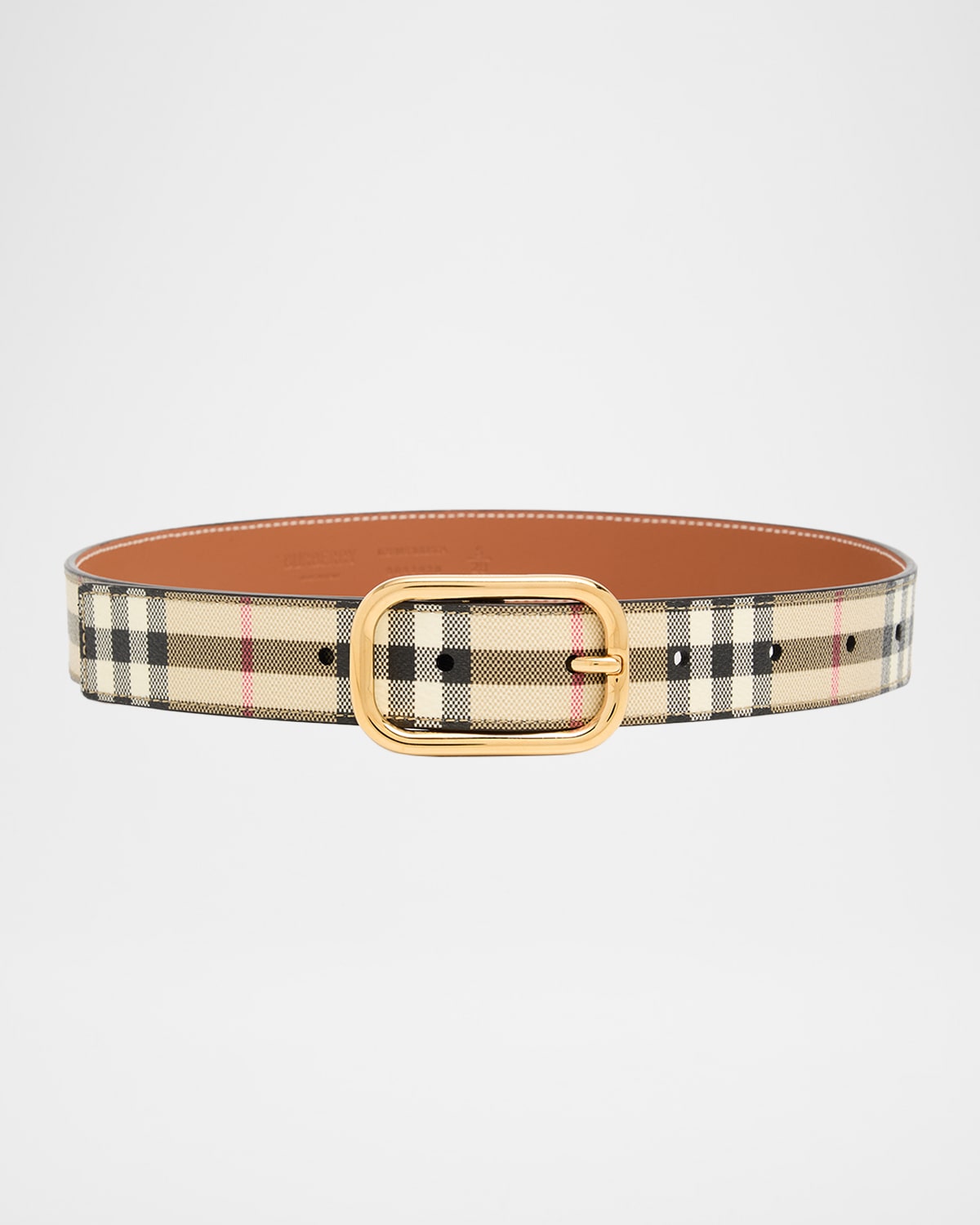 Burberry Check Pattern Canvas Belt In Red
